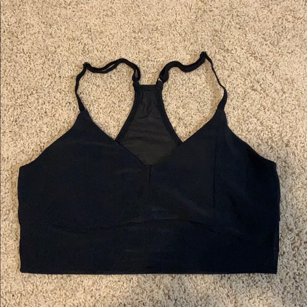 Black sports bra with mesh details